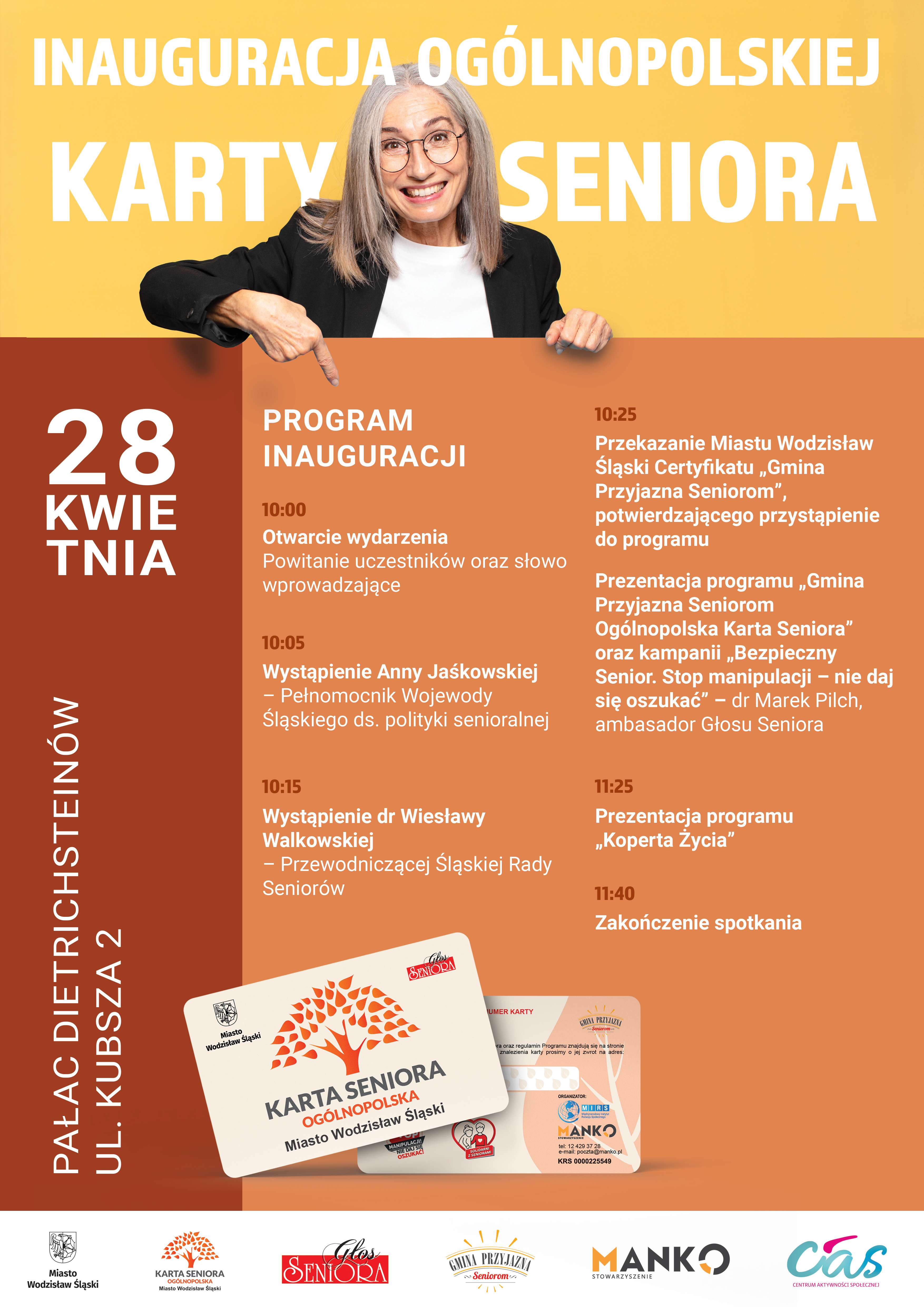 Plakat promujący Og&oacute;lnopolską Kartę Seniora w&nbsp;Wodzisławiu Śląskim