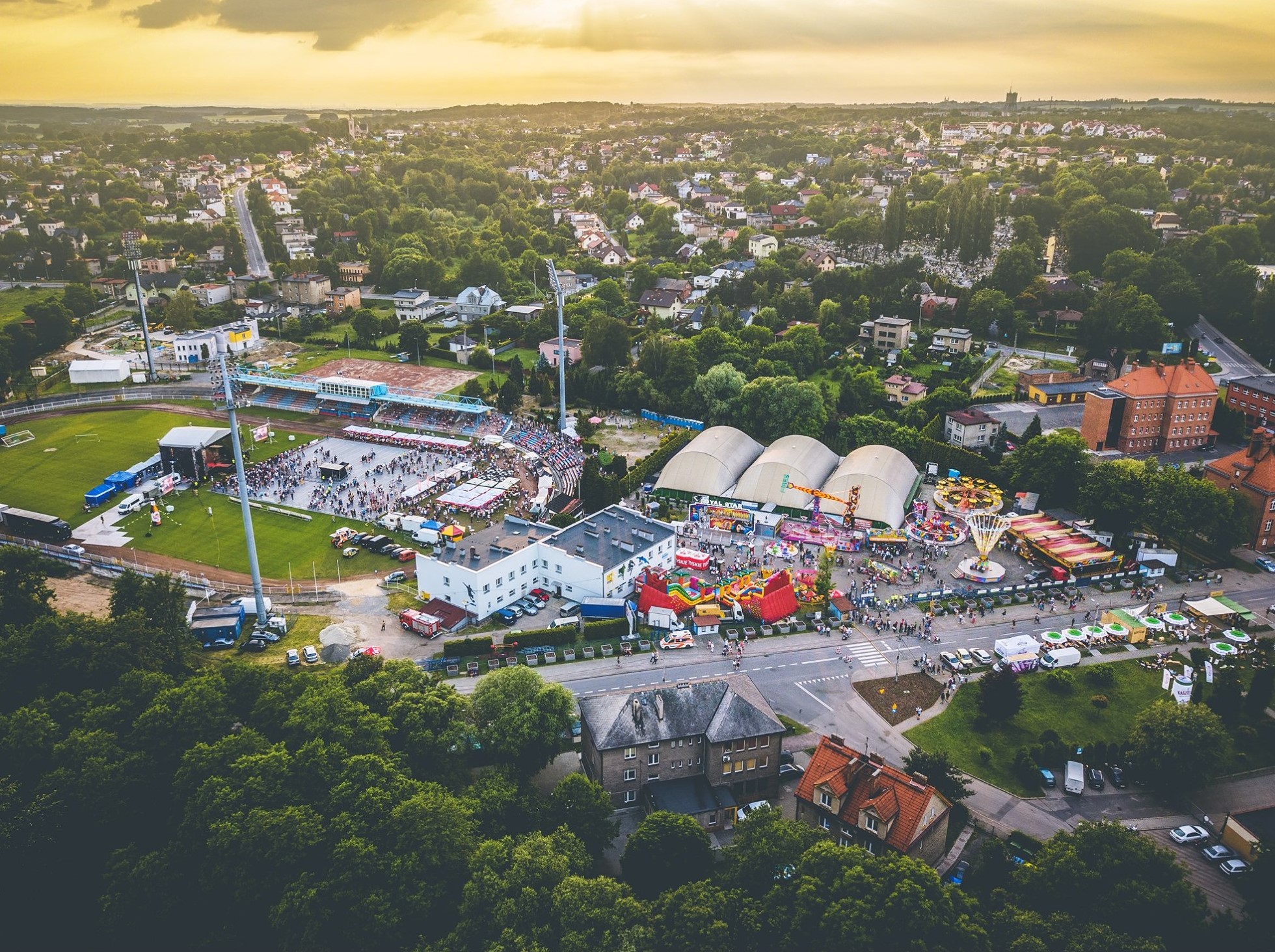 Widok z&nbsp;lotu ptaka na&nbsp;Stadion Aleja przy ul. Bogumińskiej 8