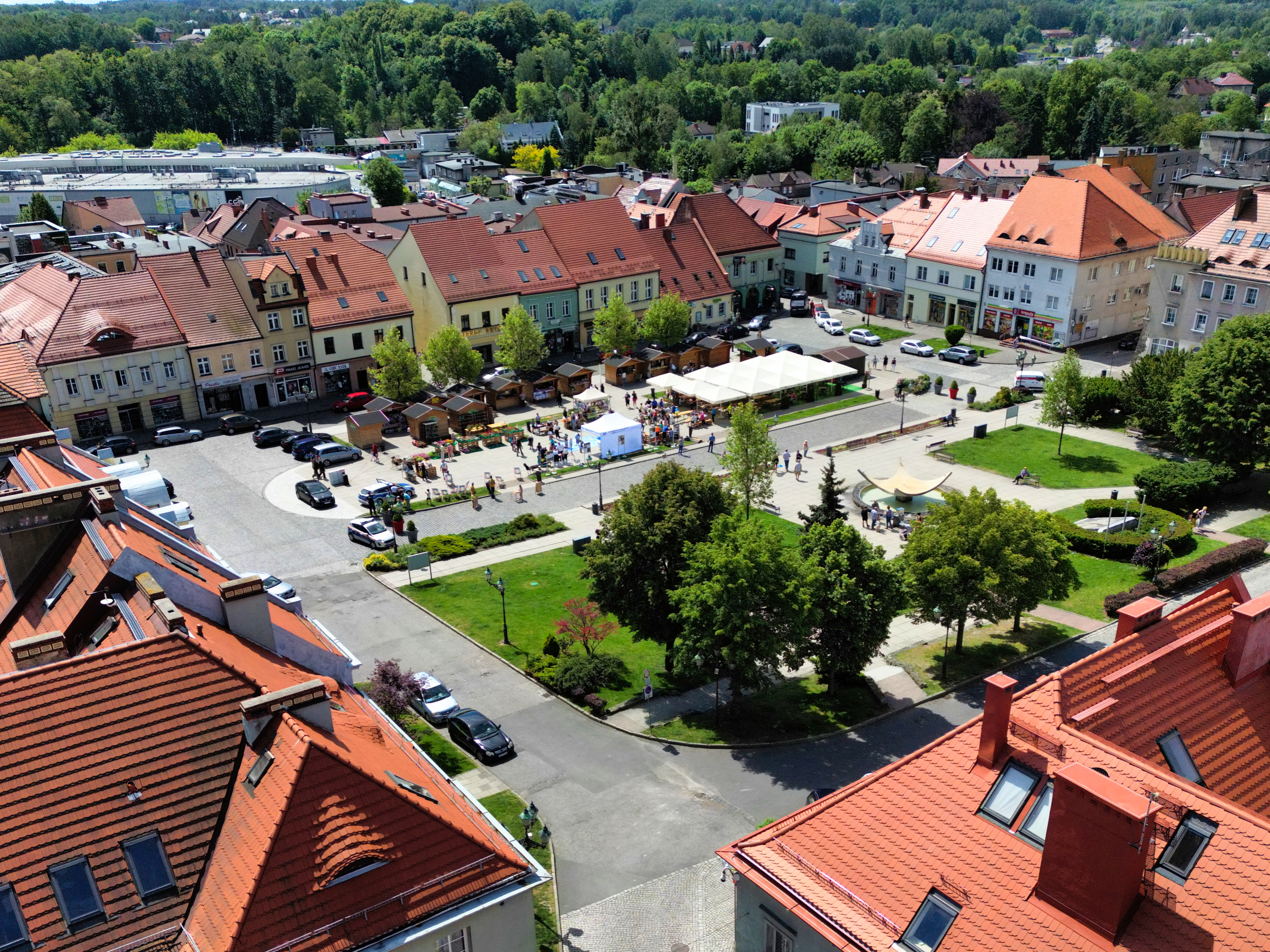 Wodzisławski rynek z&nbsp;lotu ptaka