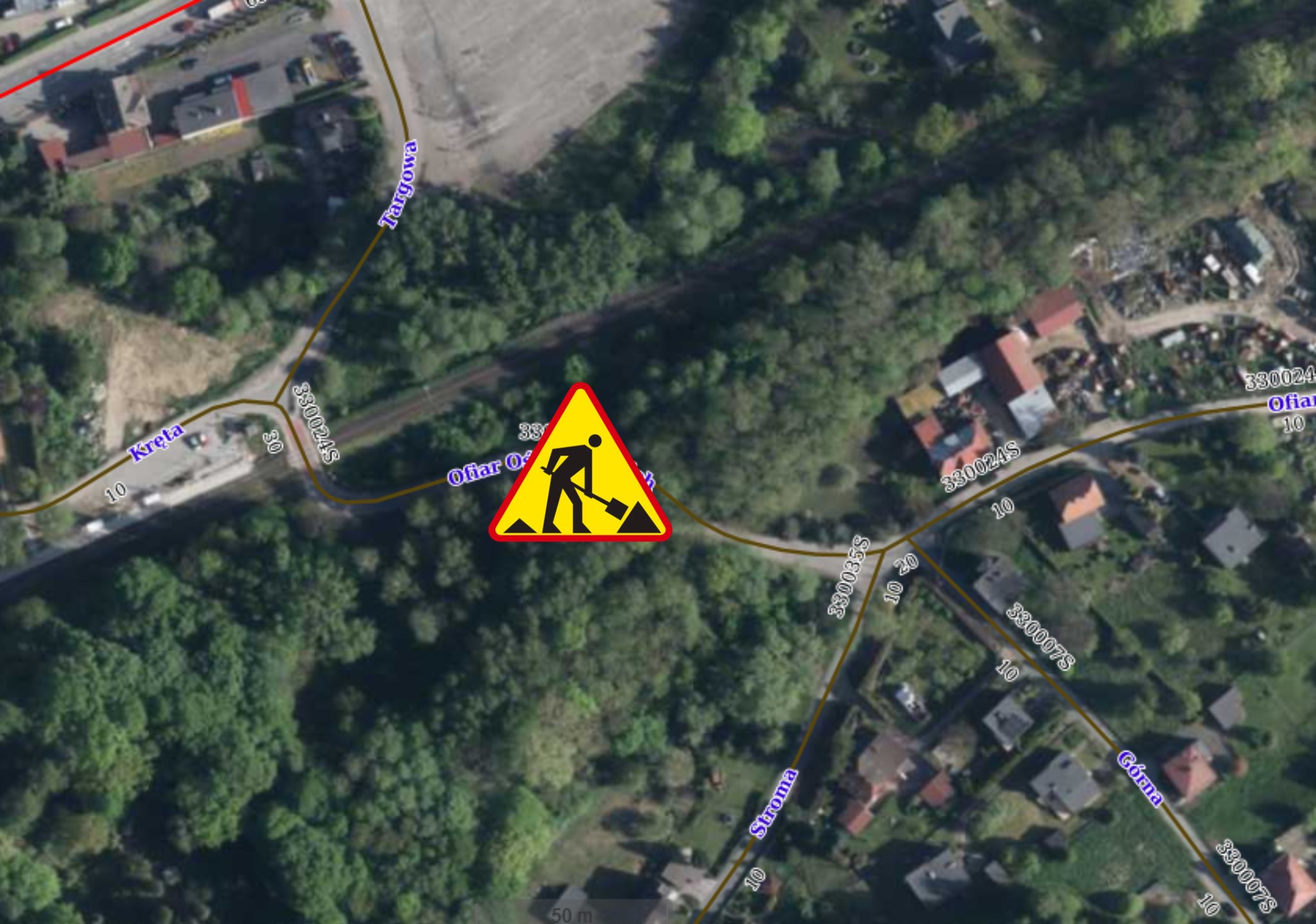 Mapa - utrudnienia na&nbsp;ul. Ofiar Oświęcimskich