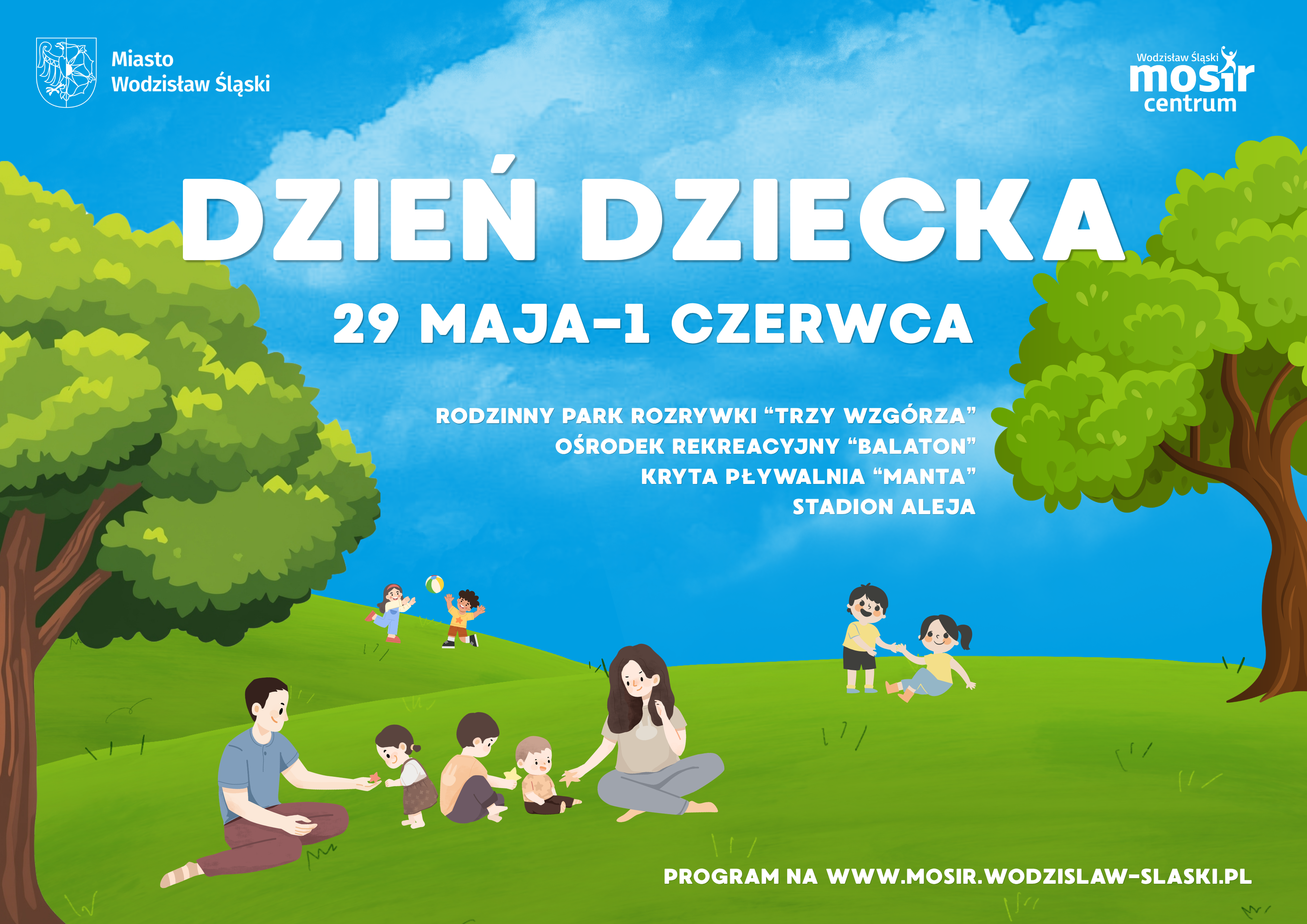 Grafika promująca wydarzenia z&nbsp;okazji Dnia Dziecka w&nbsp;Wodzisławiu Śląskim