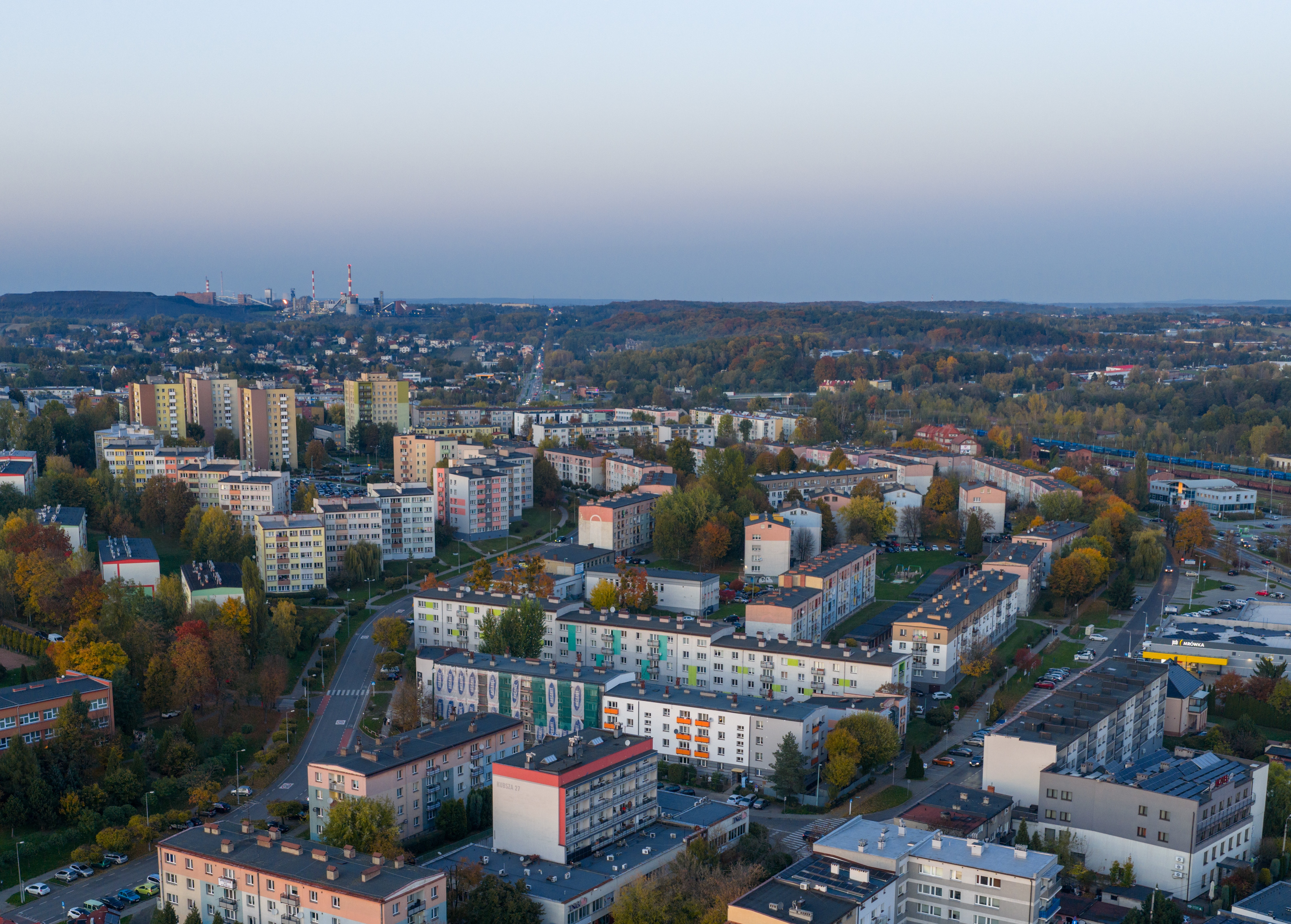 Widok z&nbsp;lotu ptaka na&nbsp;wodzisławską dzielnicę Nowe Miasto