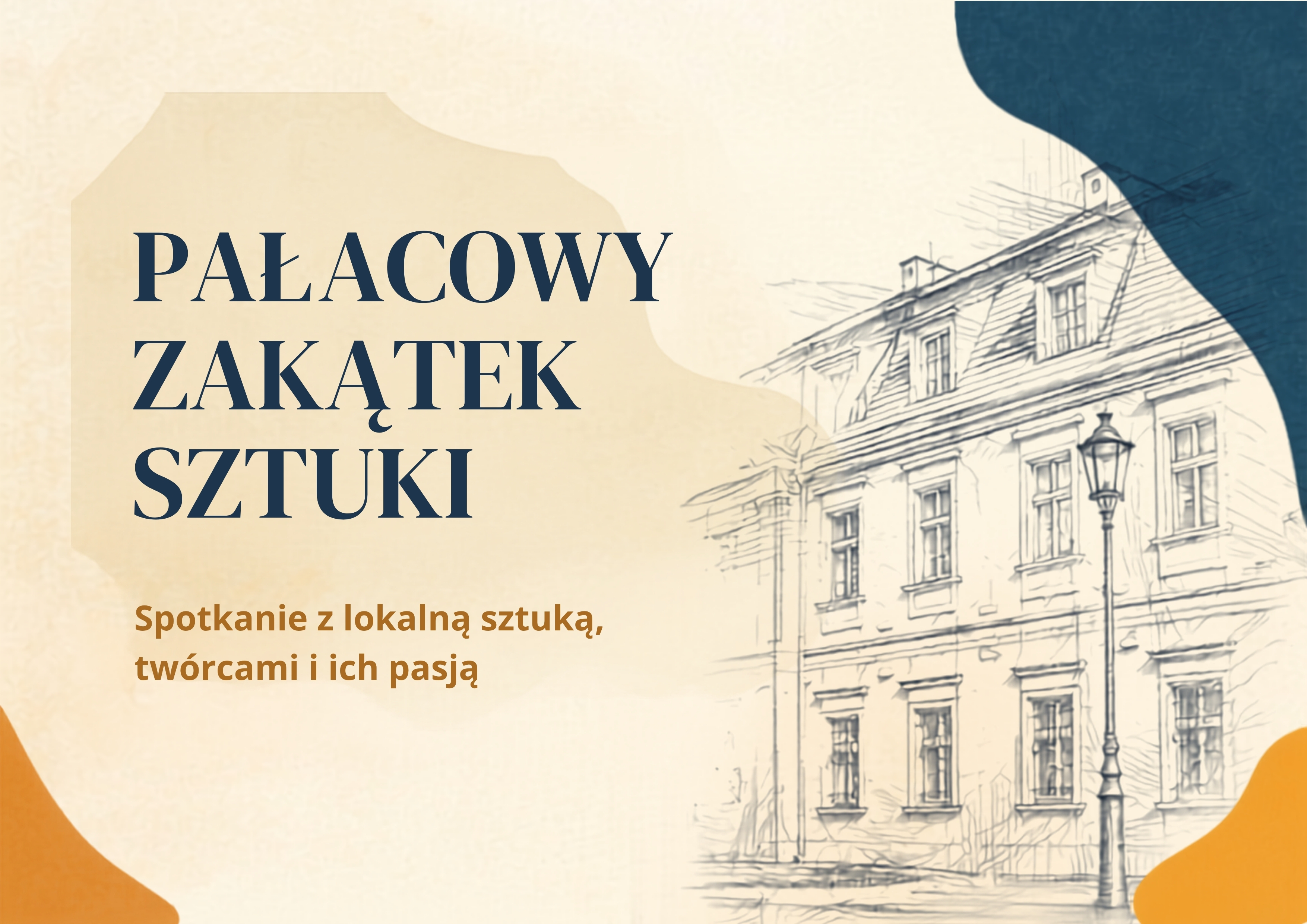 Grafika promująca wydarzenie pn. Pałacowy Zakątek Sztuki