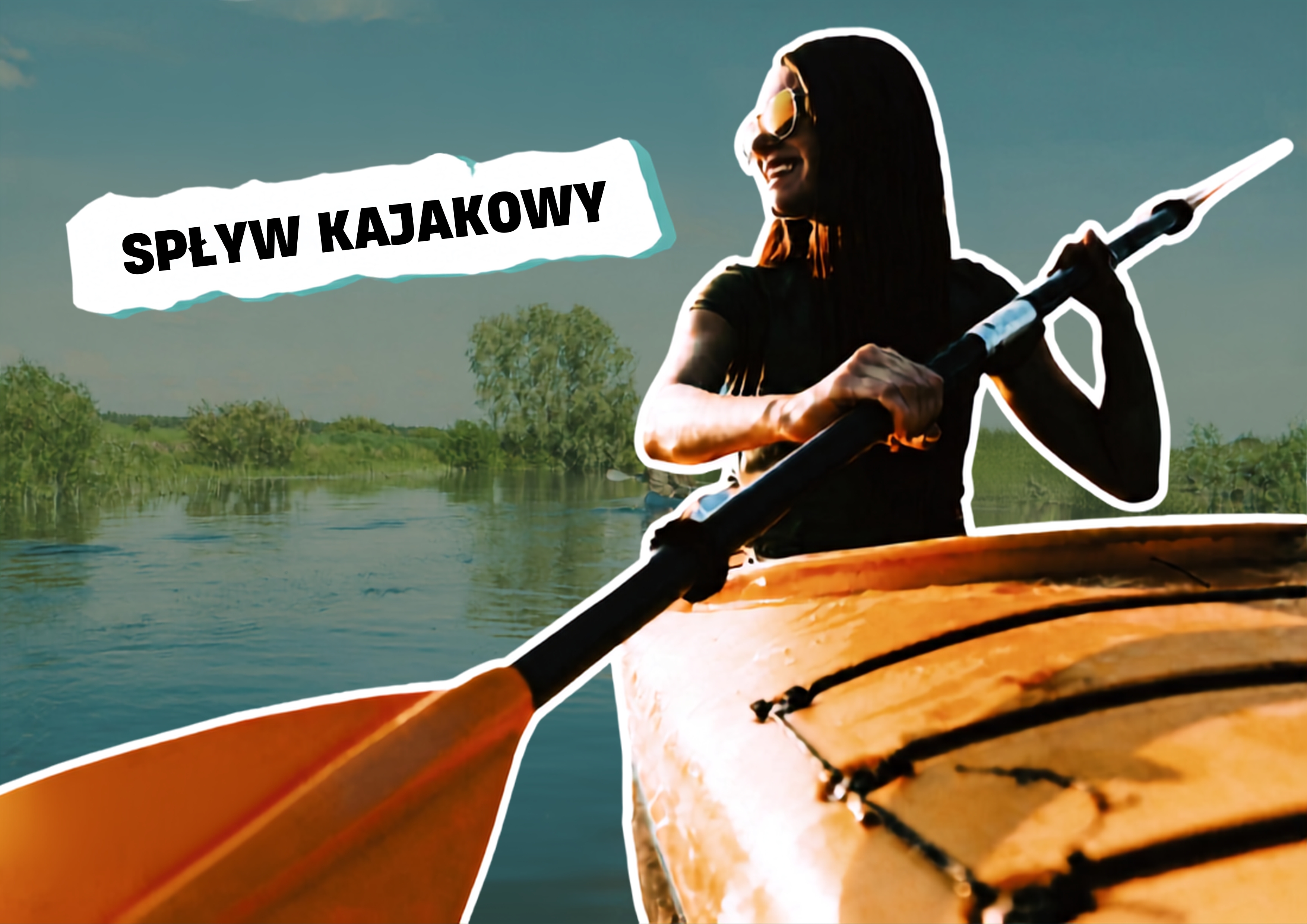 Grafika promująca spływ kajakowy