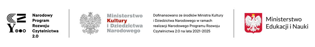 Logo Narodowego Programu Rozwoju Czytelnictwa, Ministerstwa Kultury i Dziedzictwa Narodowego oraz Ministerstwa Edukacji i Nauki