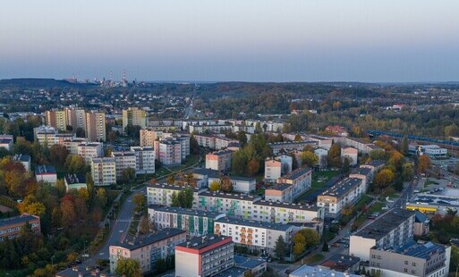 Widok z lotu ptaka na wodzisławską dzielnicę Nowe Miasto